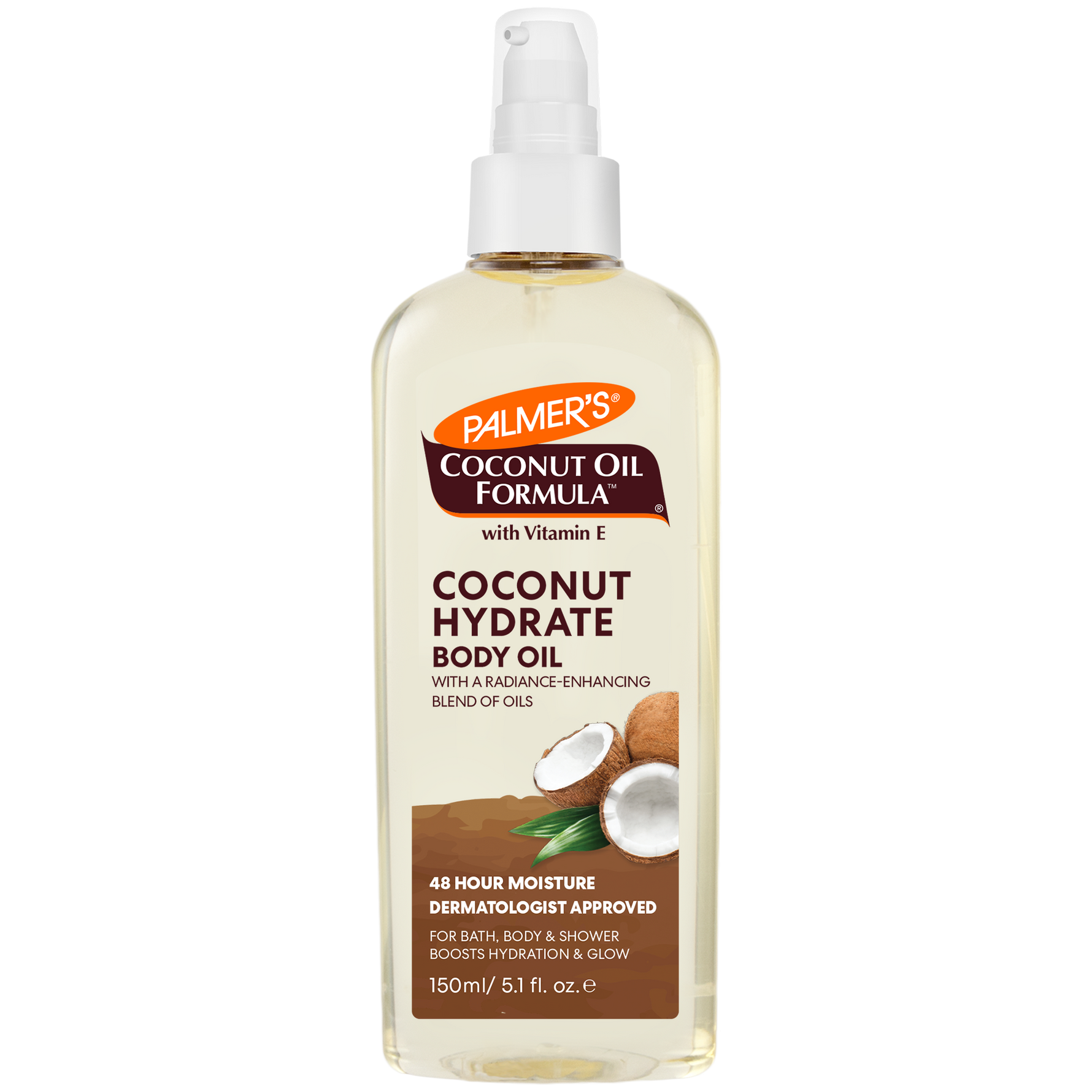 Palmer’s Coconut Hydrate Body Oil, 150 ml pump bottle.