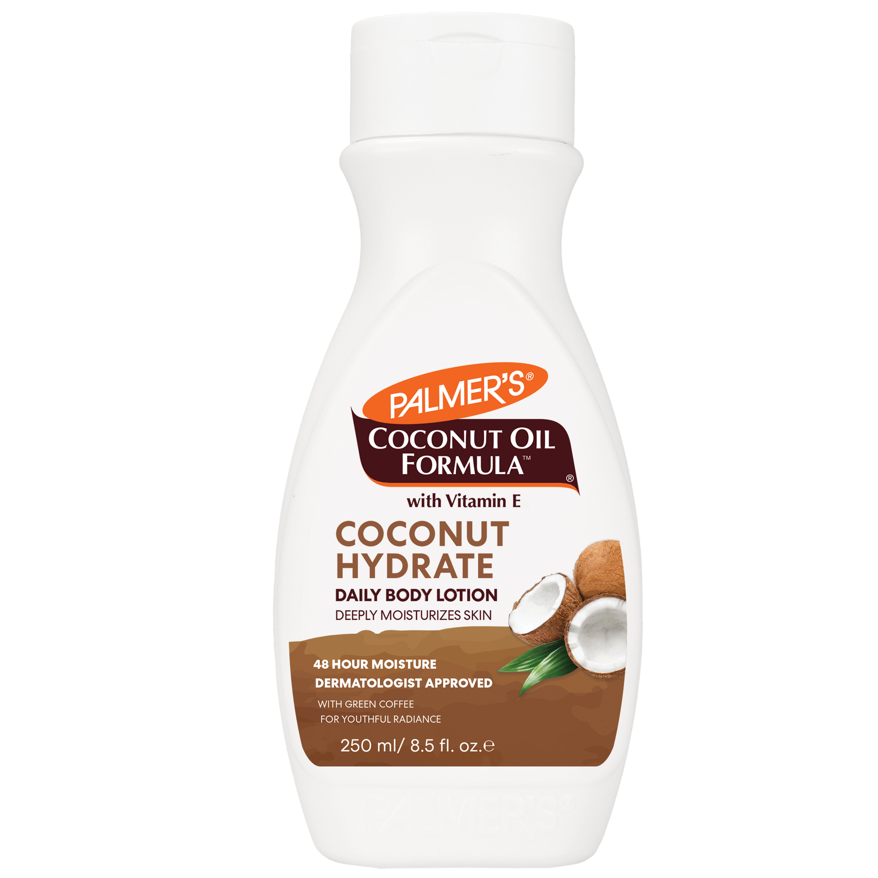 Coconut Hydrate Body Lotion bottle with moisturizing benefits displayed.