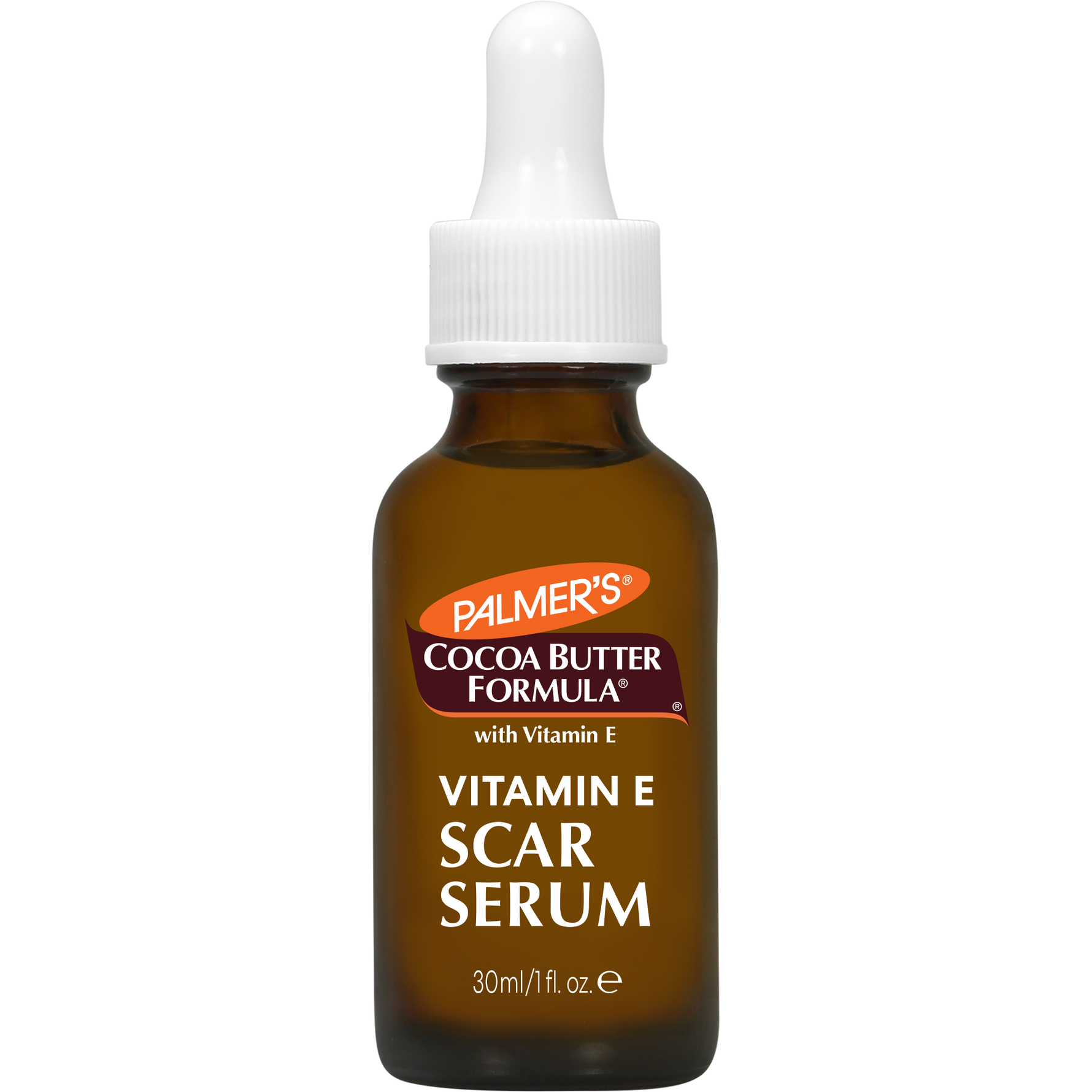 Scar Serum in 30 ml amber dropper bottle for scar treatment.