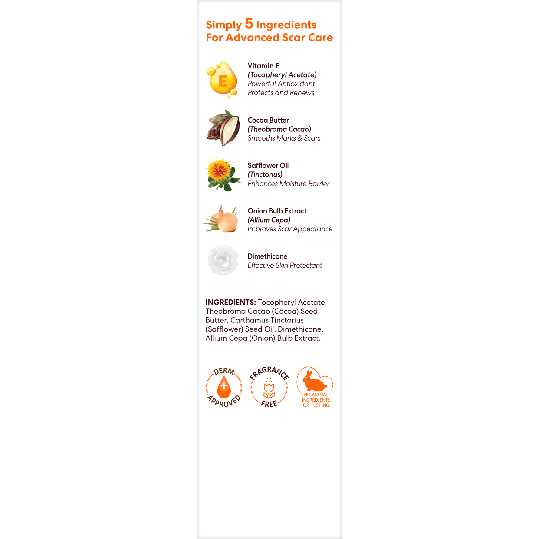Simply 5 Ingredients For Advanced Scar Care, featuring Palmer's Scar Serum.